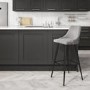 GRADE A2 - Silver Grey Woven Fabric Bar Stool with Button Back - Maddy