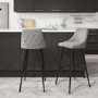 GRADE A2 - Grey Fabric Bar Stool with Back - 79 cm - Maddy