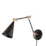 GRADE A1 - Julian Bowen Rattan 2 Drawer Bedside Table in Oak with Rome Black Cone Wall Light with Brass Finish 
