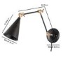GRADE A1 - Julian Bowen Rattan 2 Drawer Bedside Table in Oak with Rome Black Cone Wall Light with Brass Finish 