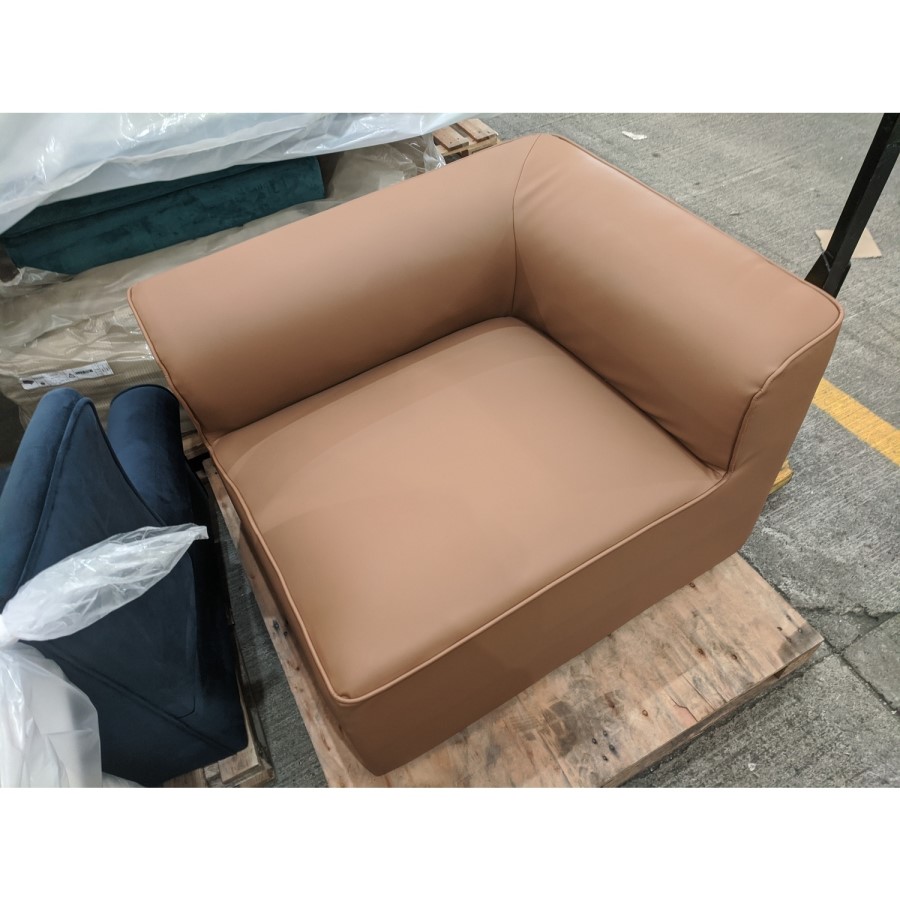 Grade A2 - Tan Faux Leather 4 Seater Modular Sofa - Hendrix