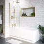ONLY OPENED - Freestanding Shower Bath Single Ended Left Hand Corner with Brushed Brass Bath Screen 1700 x 750mm - Vigo
