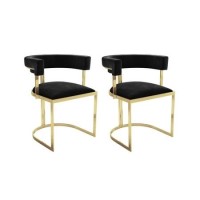 GRADE A1 - Two Black Velvet Cantilever Dining Chair - Alana Boutique Bundle