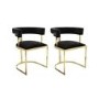 GRADE A1 - Two Black Velvet Cantilever Dining Chair - Alana Boutique Bundle