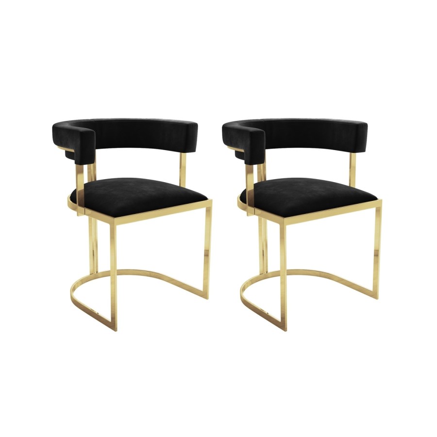 GRADE A1 - Two Black Velvet Cantilever Dining Chair - Alana Boutique Bundle