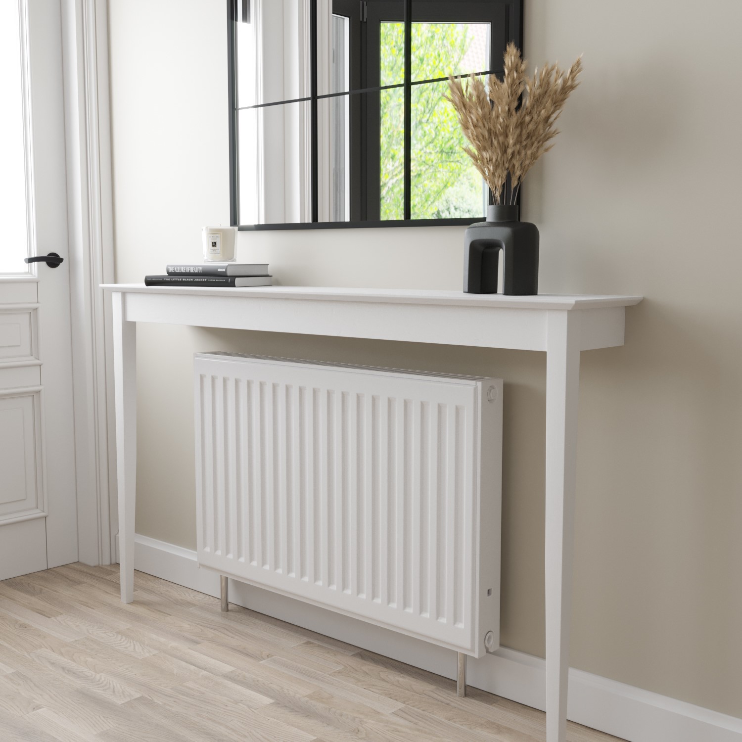 White Radiator Table Large & Narrow White Radiator Cover - 150cm - Ava - Furniture123
