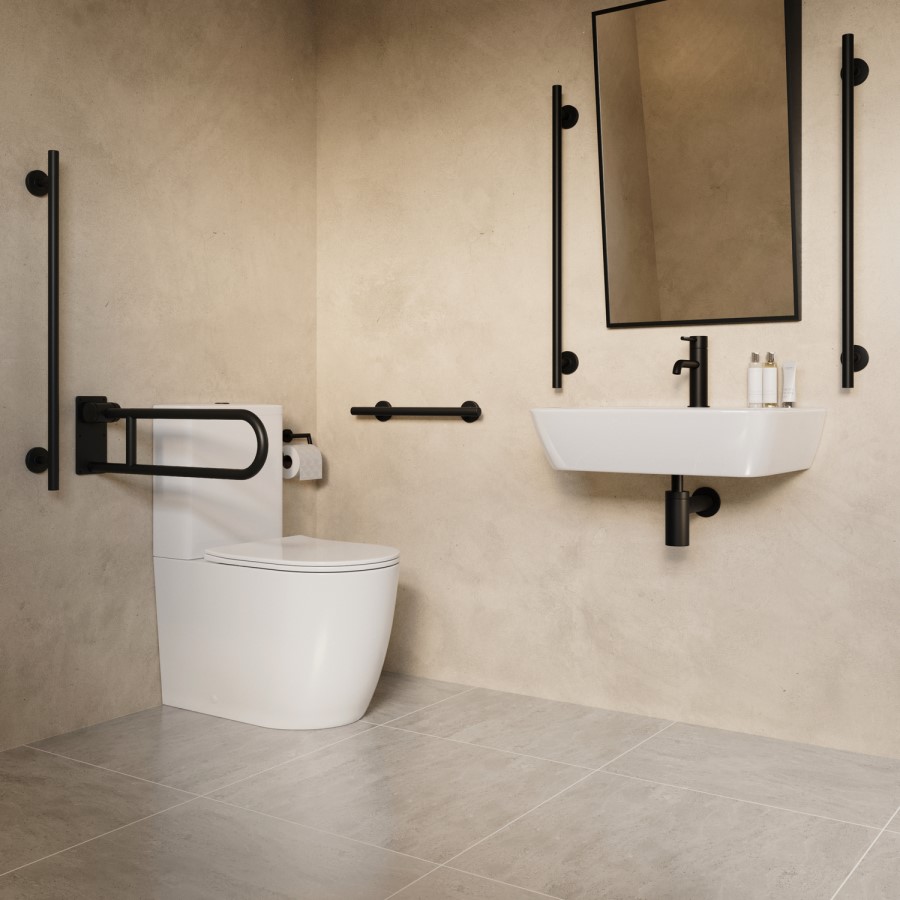 Black Bathroom Grab Rail 800 x 77mm - Arissa