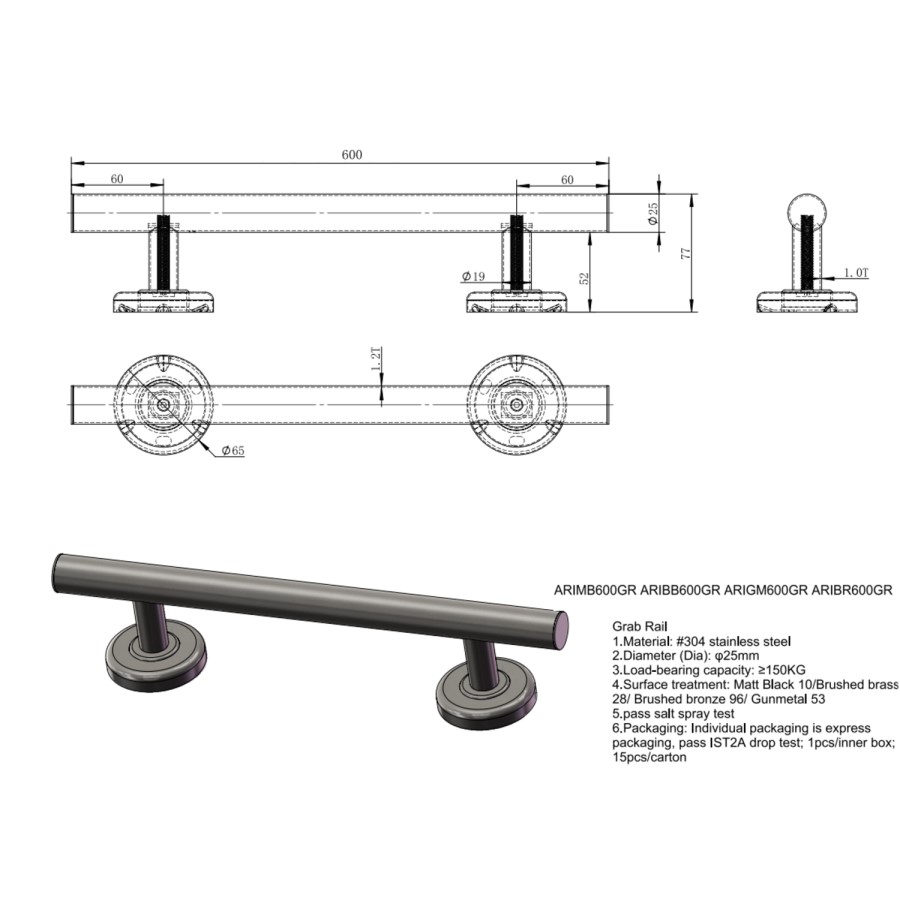 1200 x 1200mm Black Foldable Accessible Shower Enclosure with Black Grab Rails –  Mobility-Friendly Design