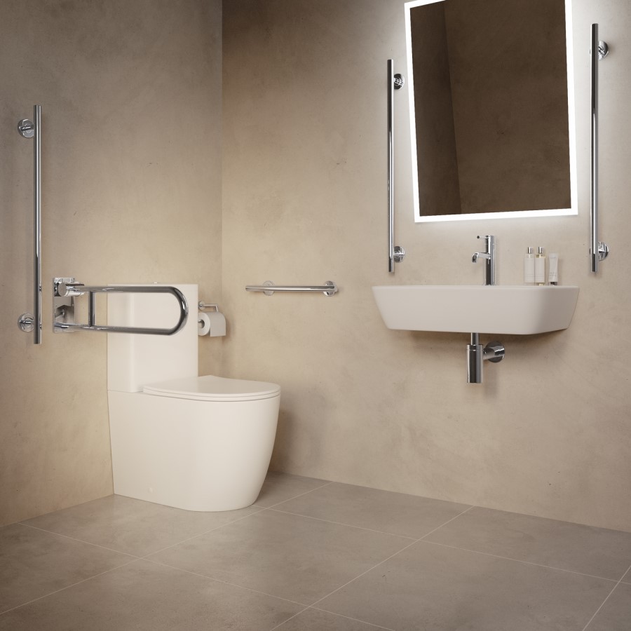 Chrome Bathroom Grab Rail 600 x 77mm - Arissa