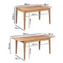 Extendable Dining Set in Solid Oak with 4 Dining Chairs and 1 Bench - Seats 6 - Adeline