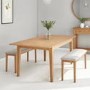 Solid Oak Extendable Dining Set with 2 Benches - Seats 4 - Adeline