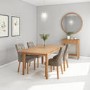 Extendable Dining Set in Solid Oak with 4 Mink Velvet Dining Chairs - Adeline