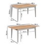 Adeline Solid Oak Extending Dining Table with 2 Grey Velvet Dining Chairs and 2 Grey Velvet Dining Benches