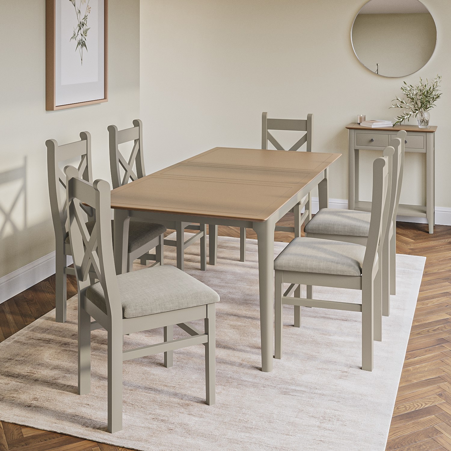 Extendable Dining Table 6 Chairs In Grey Solid Oak Adeline Furniture123