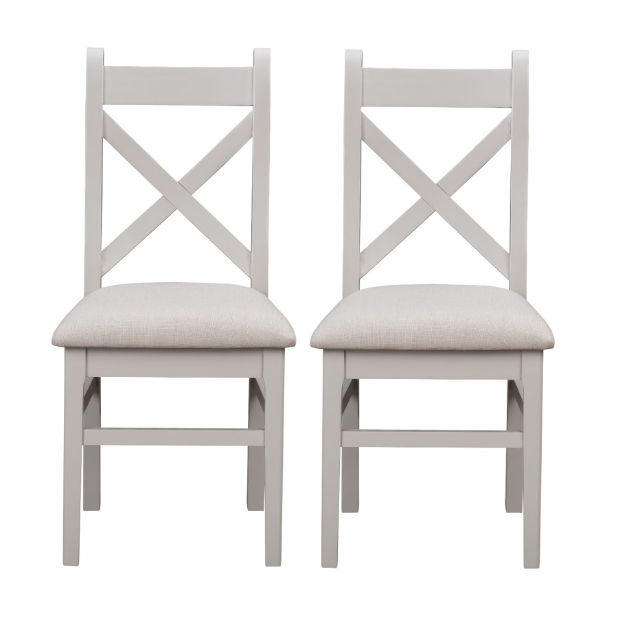 Extendable Dining Table & 6 Chairs in Dove Grey Fabric & Solid Oak - Adeline