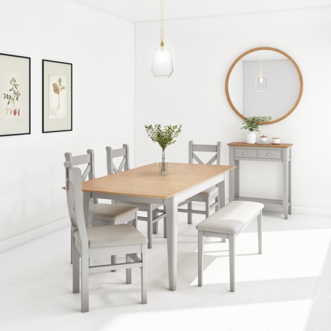 Adeline Grey Extendable Dining Table with 4 Dining Chairs and 1 Bench