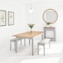 Grey Extendable Dining Table with 2 Dining Benches - Seats 4 - Adeline