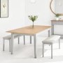 Grey Extendable Dining Table with 2 Dining Benches - Seats 4 - Adeline