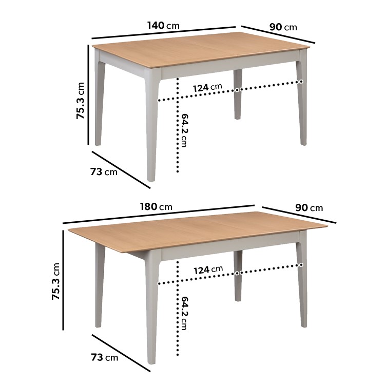 Grey Extendable Dining Table with 2 Dining Benches - Seats 4 - Adeline