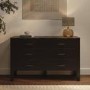 Wide Dark Wood Sideboard with Marble Top - Alessio