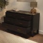 Wide Dark Wood Sideboard with Marble Top - Alessio