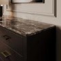 Wide Dark Wood Sideboard with Marble Top - Alessio