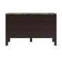 Wide Dark Wood Chest of 6 Drawers with Marble Top - Alessio