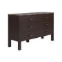Wide Dark Wood Chest of 6 Drawers with Marble Top - Alessio