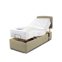 Single Adjustable Single Divan Bed in Beige with Hybrid Mattress - Ashford - Sleepeezee