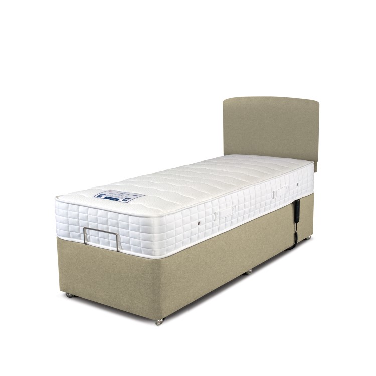 Single Adjustable Single Divan Bed in Beige with Hybrid Mattress - Ashford - Sleepeezee