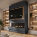 BUN/AGL082/97903 Prebuilt Media Wall with 3-Sided Electric Fireplace with 50inch Fire - AmberGlo