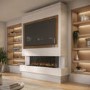 Pre-Built Paintable Media Wall with Inset Electric Smart Fire - AmberGlo