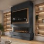 Pre-Built Paintable Media Wall with Inset Electric Smart Fire - AmberGlo