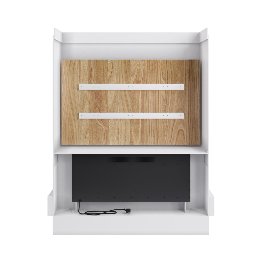 Pre-Built Paintable Media Wall with Inset Electric Smart Fire - AmberGlo