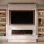 Pre-Built Paintable Media Wall with Inset Electric Smart Fire - AmberGlo