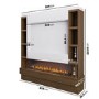 Self Build Walnut Media Wall with Black 3-Sided Inset Electric Fireplace with Shelving - 50 Inch - AmberGlo
