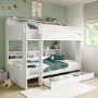 White Bunk Bed with Storage Shelves and Drawer - Aire