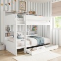 BUN/AIR001A/99031 White Bunk Bed with Storage Shelves and Drawer - Aire