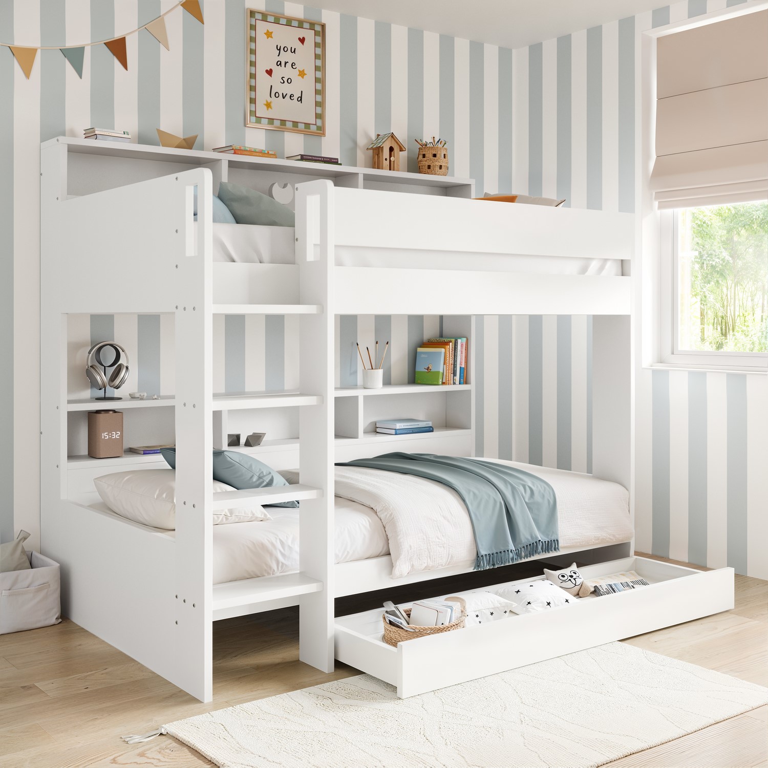 Bunk Bed Storage Shelves Drawer