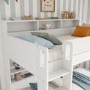 White Bunk Bed with Storage Shelves and Drawer - Aire