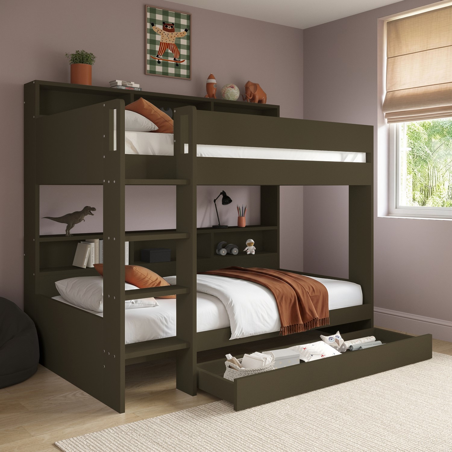 Bunk Bed Storage Shelves Drawer