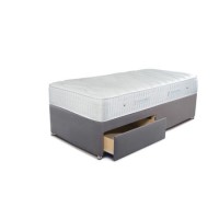 Sleepeezee Single 2 Drawer Divan Bed in Joshua Grey with Cooler Pinnacle 1000 Mattress