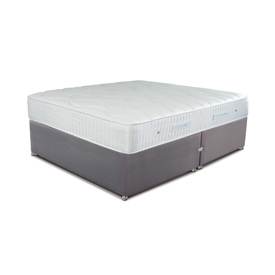 Sleepeezee Super King Divan Bed in Joshua Grey with Cooler Pinnacle 1000 Mattress