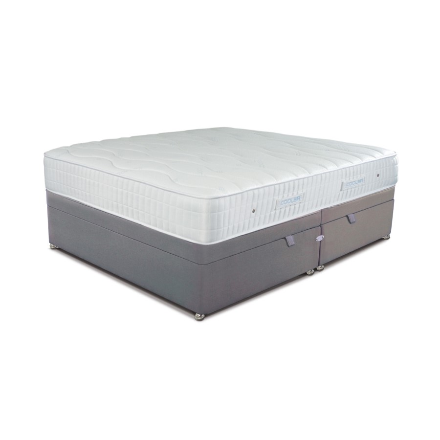 Grey Fabric Super King Divan Ottoman Bed with Pocket Sprung Mattress - Sleepeezee