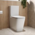 BUN/ALBICCCB/96779 Close Coupled Back to Wall Rimless Toilet with Soft Close Seat and Square Chrome Flush Button - Albi