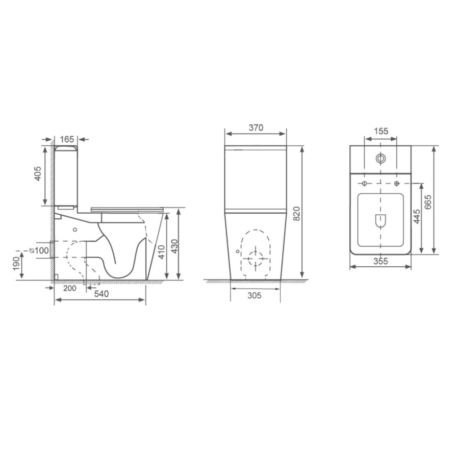 Matt Black Close Coupled Rimless Toilet with Soft Close Seat - Albi