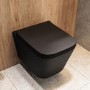 Matt Black Wall Hung Rimless Tornado Flush Toilet with Soft Close Seat - Albi