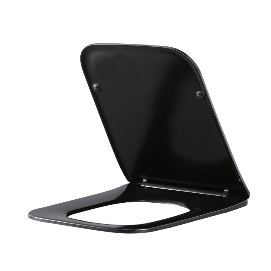Matt Black Wall Hung Rimless Tornado Flush Toilet with Soft Close Seat - Albi