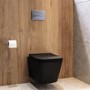Matt Black Wall Hung Rimless Tornado Flush Toilet with Soft Close Seat - Albi