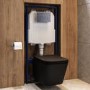 Matt Black Wall Hung Toilet with Soft Close Seat, Chrome Mechanical Flush Plate, 1160mm Frame & Cistern - Albi